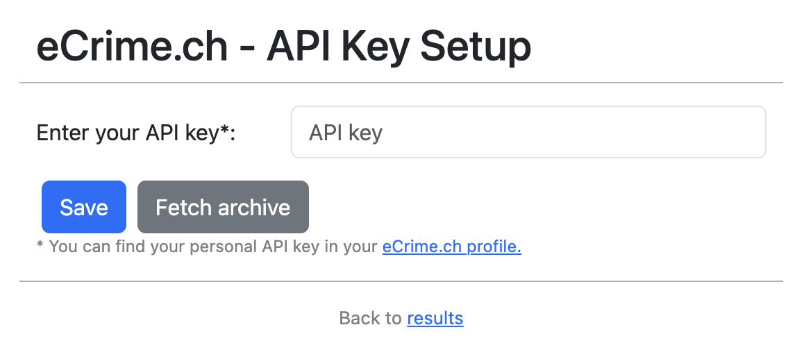Extension API key settings