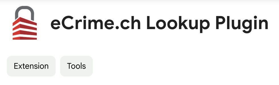 eCrime.ch browser extension in Chrome